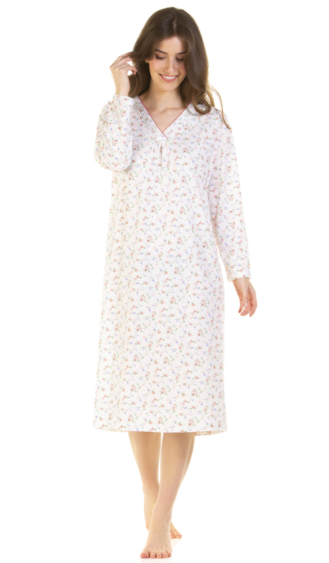 La Marquise Pleated Susan Cotton Rich Long Sleeve Nightdress